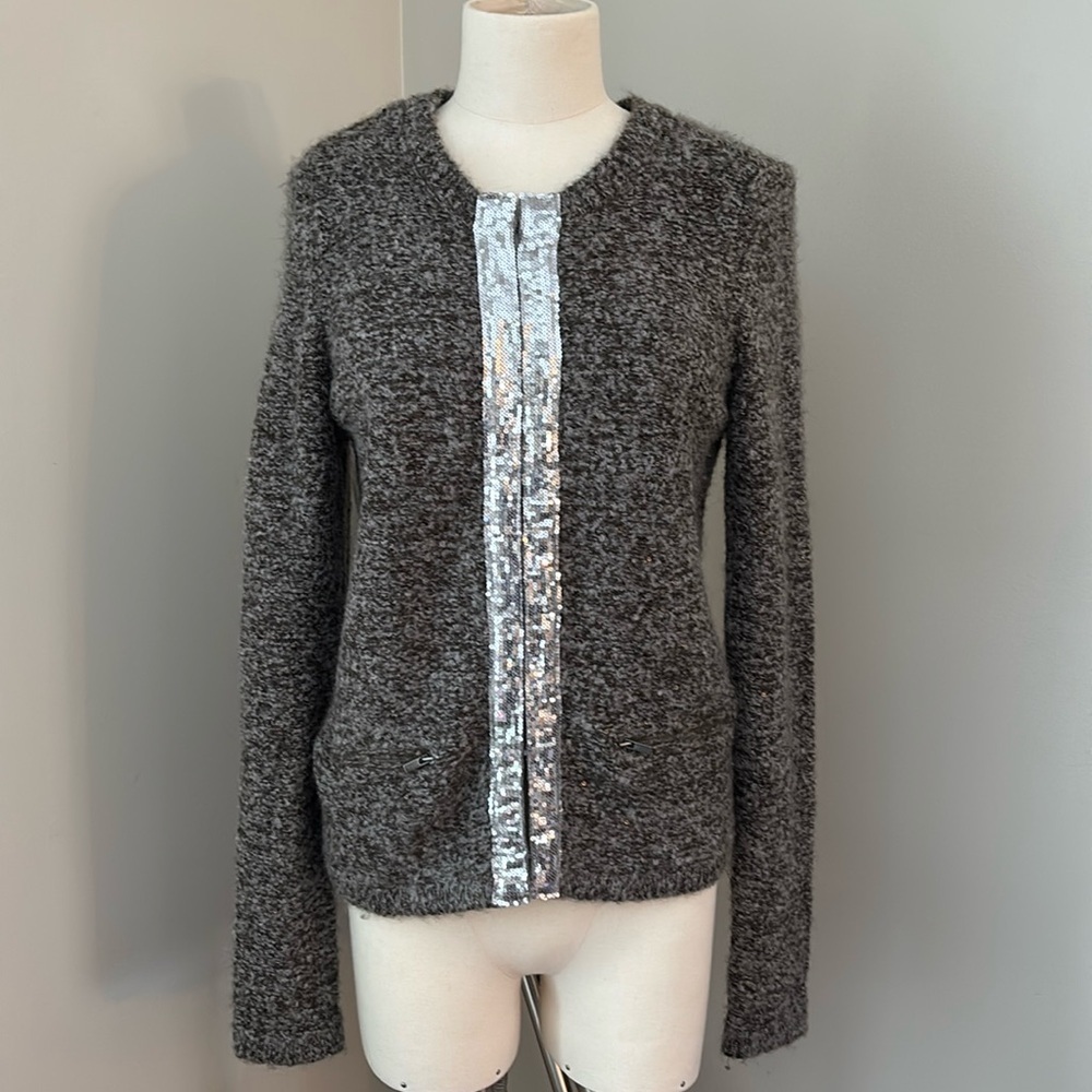 Banana Republic Knit Holiday Mohair Blend Cardigan with Sequin Detail Sz M